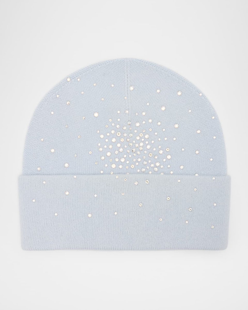 Crystal Embroidered Cashmere Beanie